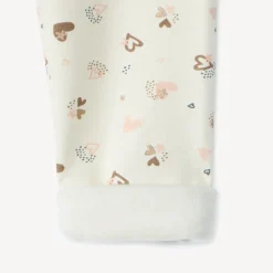 Lang onderbroek met sherpa voering en hartprint voor babymeisje