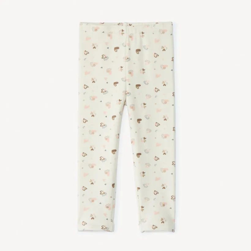 Lang onderbroek met sherpa voering en hartprint voor babymeisje