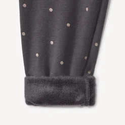Lang onderbroek met sherpavoering, antraciet, met glinsterende stippenprint meisjes