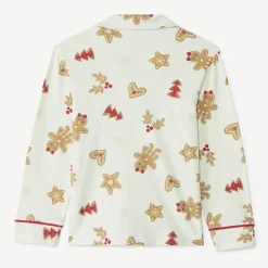 Lang pyjamaset in interlock met all-over kerstprint meisjes