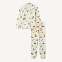Lang pyjamaset in interlock met all-over kerstprint meisjes