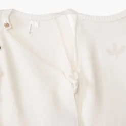 Lang tweedelig gebreid setje in schuimsteek, uni beige voor baby