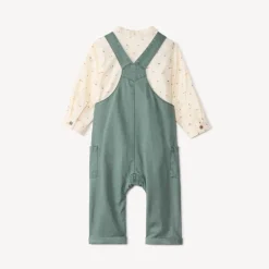 Lang tweedelig set met lange salopette en bedrukte hemd voor babyjongen