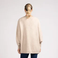 Lang vest met lange mouwen in effen gebreide stof voor dames