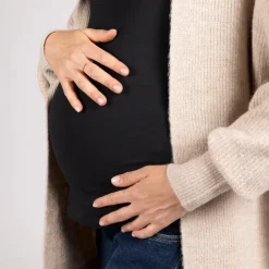 Lang vest met lange mouwen in effen gebreide stof voor dames