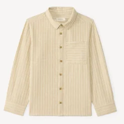 Langwijd shirt jongens met lange mouwen in gestreepte stof