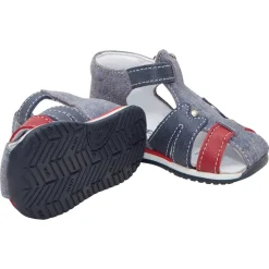 Lederen sandalen met contrasterende banden en used effect