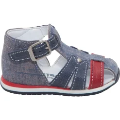 Lederen sandalen met contrasterende banden en used effect