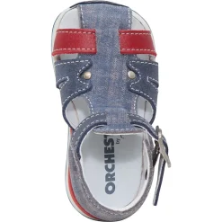 Lederen sandalen met contrasterende banden en used effect