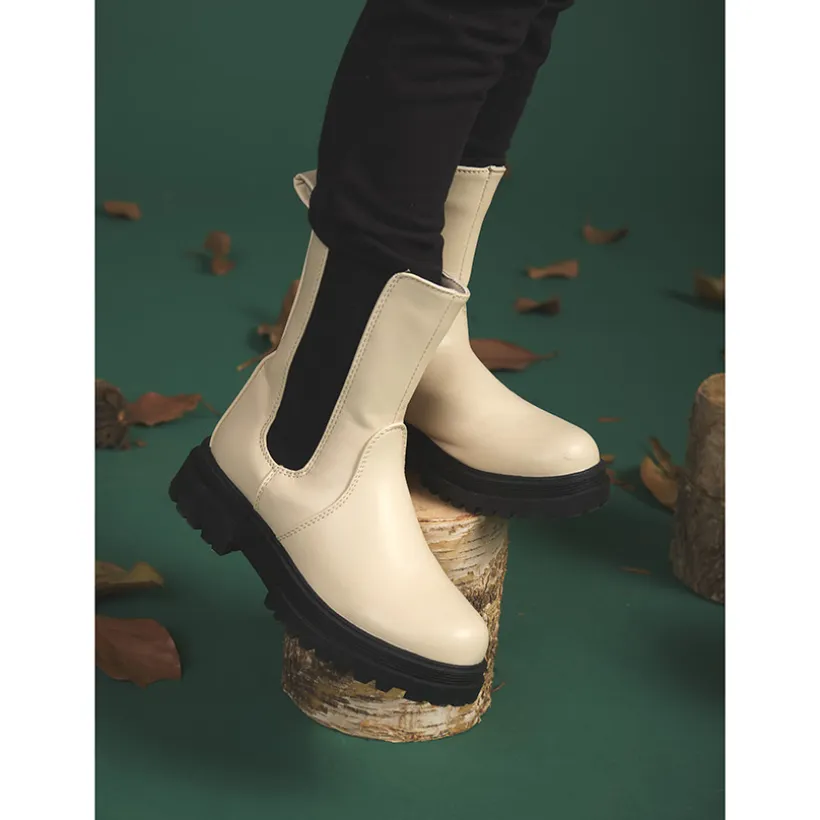 Lederlook botines met chunky zolen voor meisjes