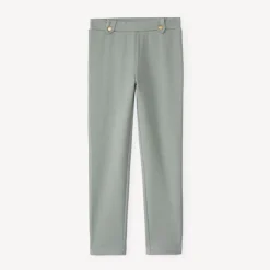 Legging in sergé effen kleur met elastische taille en decoratieve lussen meisjes