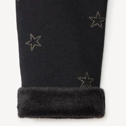 Legging met sherpavoering en fantasievolle glitterprint meisjes