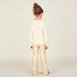 Legging trompetvorm in goudkleurige lederlook meisjes
