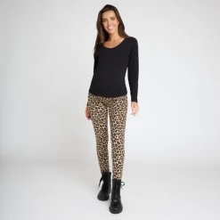 Legging zwangerschap met hoge tailleband en luipaardprint