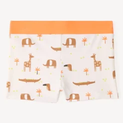 Leren zwembroek met safari-dierenprint jongens.