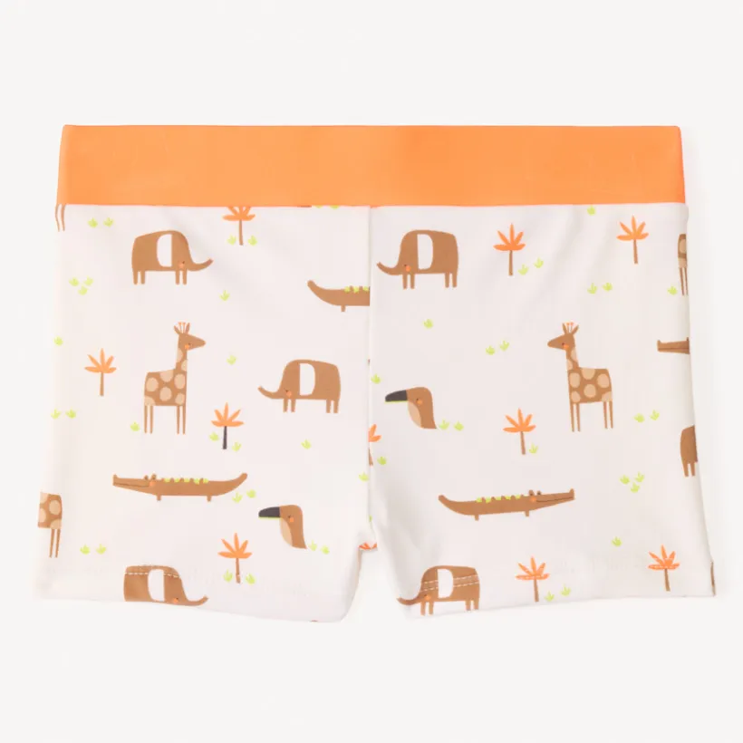 Leren zwembroek met safari-dierenprint jongens.