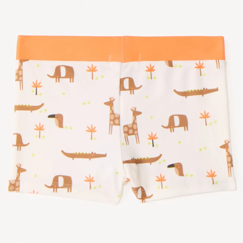 Leren zwembroek met safari-dierenprint jongens.