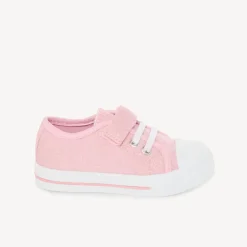 Lila lage sneakers met klittenband en elastische veters meisjes.