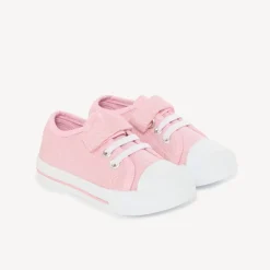 Lila lage sneakers met klittenband en elastische veters meisjes.