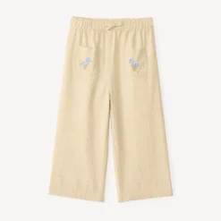 Loose pants with flower embroidery for baby girl