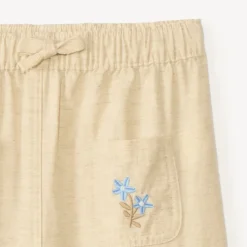 Loose pants with flower embroidery for baby girl