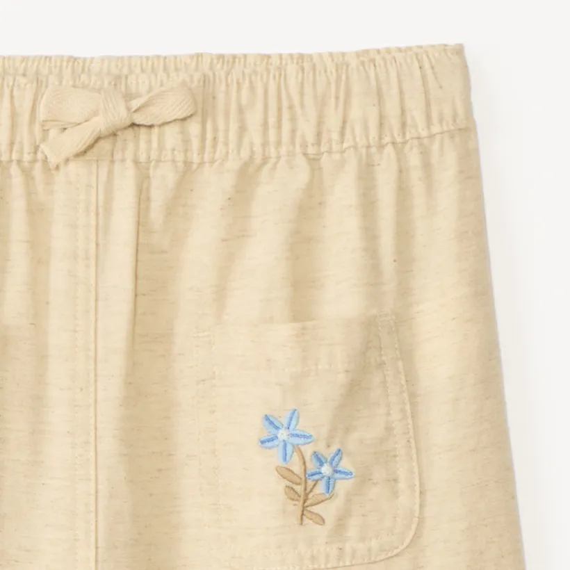 Loose pants with flower embroidery for baby girl