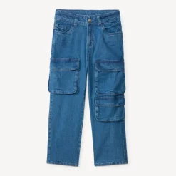 Losse denimjeans met cargozakken jongens