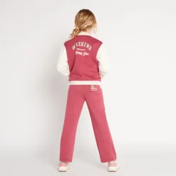 Losse fleece joggingbroek met contrasterende biezen meisjes