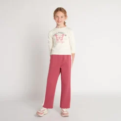 Losse fleece joggingbroek met contrasterende biezen meisjes