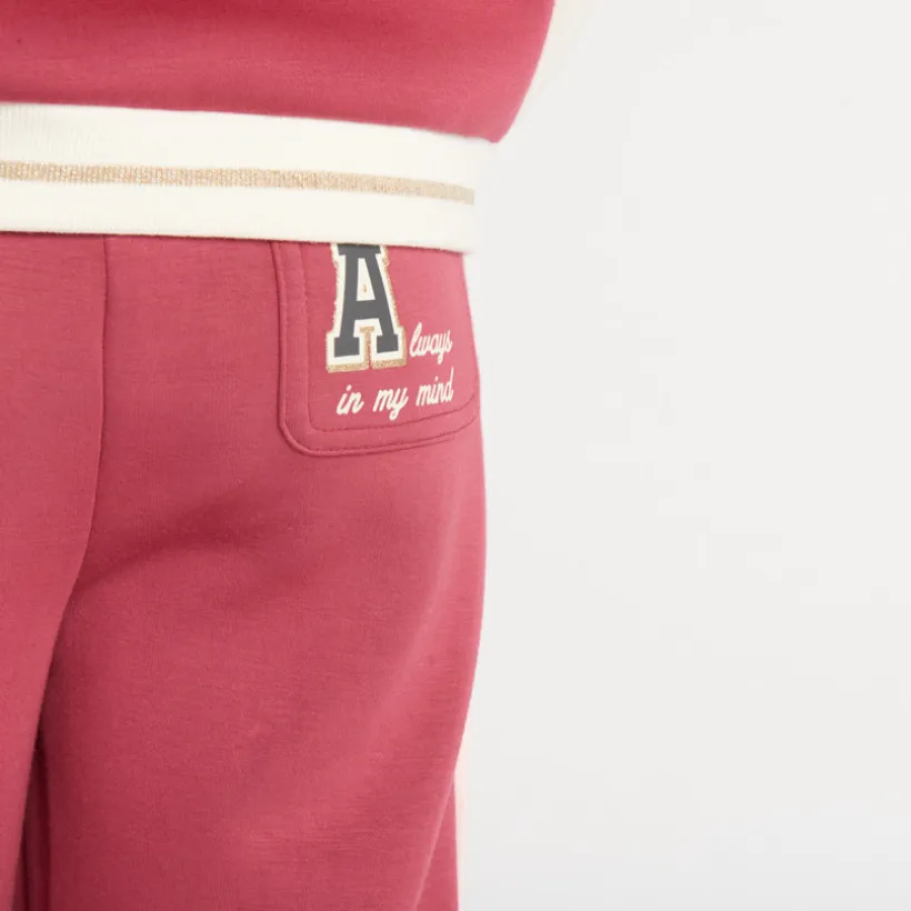 Losse fleece joggingbroek met contrasterende biezen meisjes