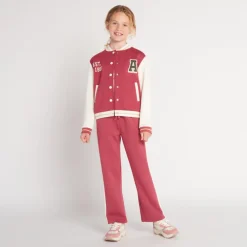 Losse fleece joggingbroek met contrasterende biezen meisjes