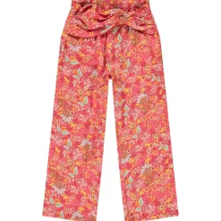 Losvallende broek met bloemenprint en gedraaid reliëfeffect meisjes