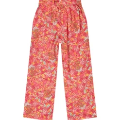 Losvallende broek met bloemenprint en gedraaid reliëfeffect meisjes
