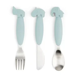 Lot de 3 couverts Easy Grip Deer Friends Bleu