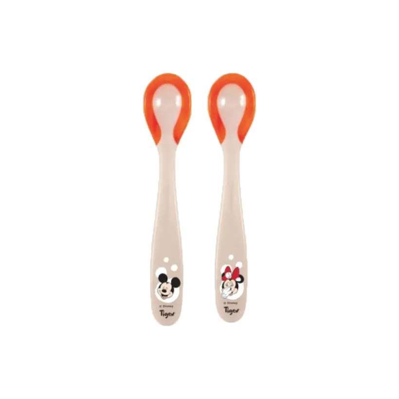 Lot de 2 cuillères thermosensibles Mickey & Minnie - Beige
