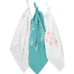 Lot de 3 langes en gaze de coton fille