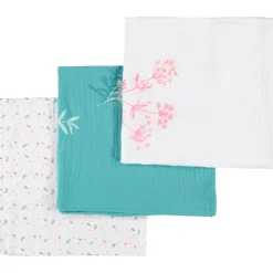 Lot de 3 langes en gaze de coton fille