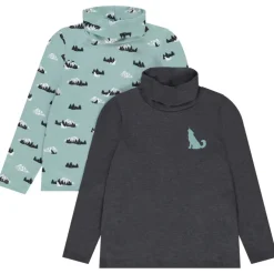 Lot de 2 sous-pulls à col roulé uni et imprimé montagne garçon