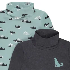 Lot de 2 sous-pulls à col roulé uni et imprimé montagne garçon