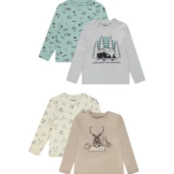 Lot de 4 t-shirts manches longues en jersey imprimé montagnes garçon