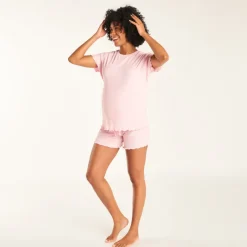 Loungewear set met korte mouwen t-shirt + short met zwangerschapsband.