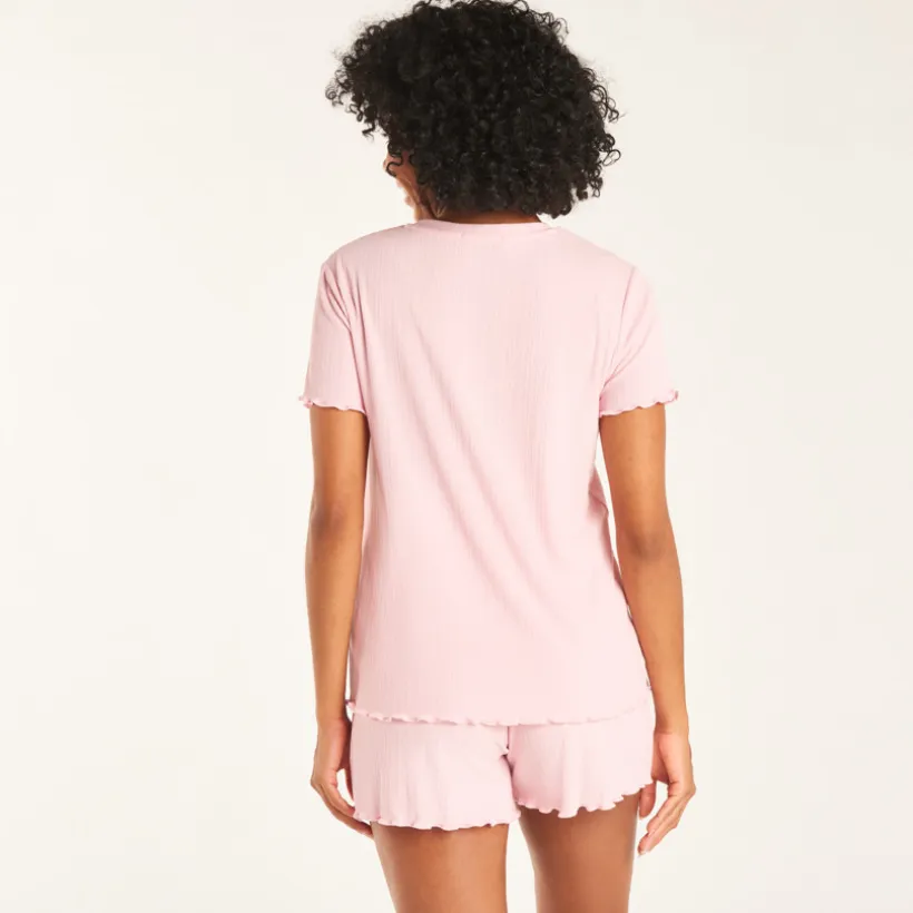Loungewear set met korte mouwen t-shirt + short met zwangerschapsband.