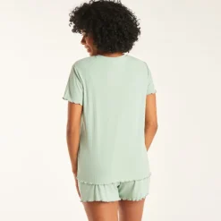 Loungewear set met korte mouwen t-shirt + short met zwangerschapsband.