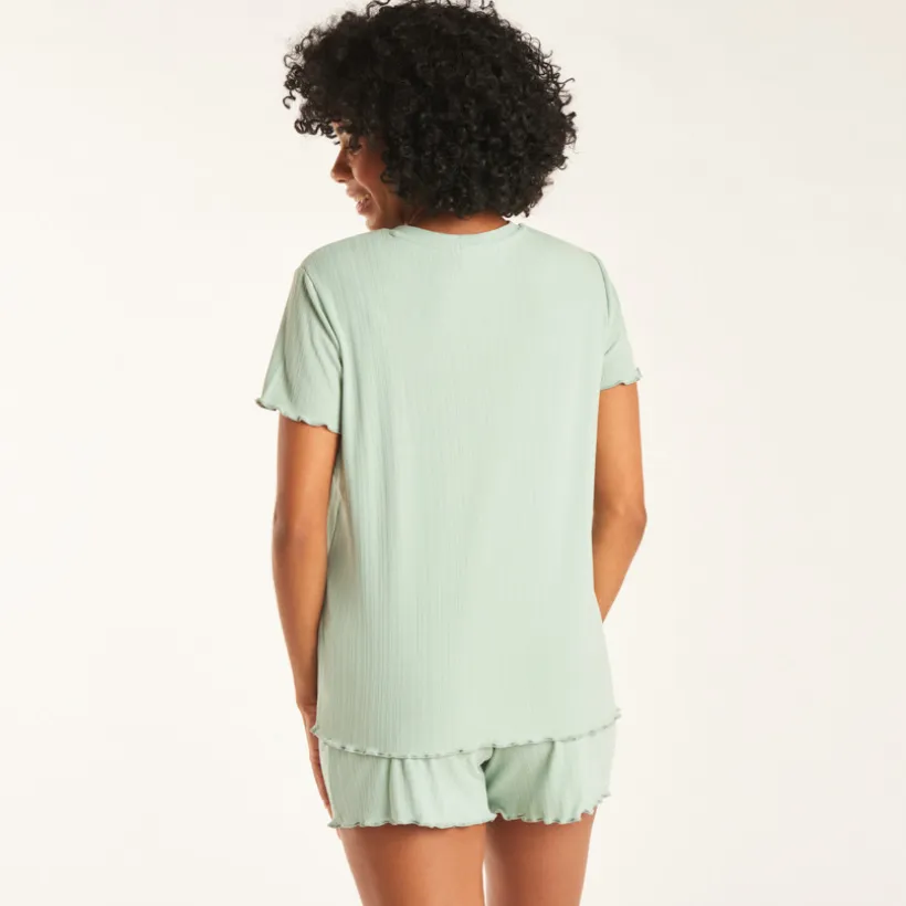 Loungewear set met korte mouwen t-shirt + short met zwangerschapsband.