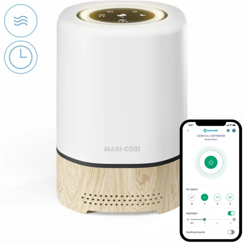 Luchtreiniger Clean connected 3 in 1 nachtlamp en geluid