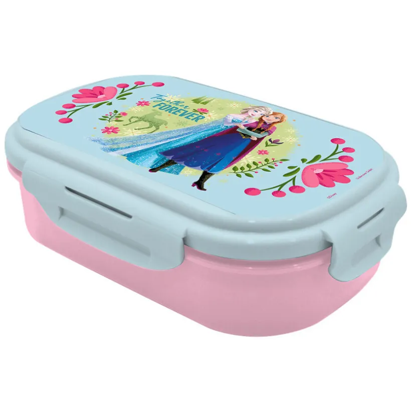 Lunchbox met bestek Frozen Blauw/Roze