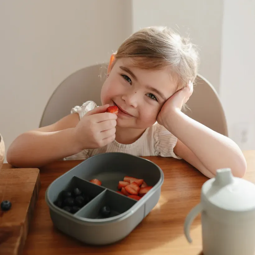 Lunchbox met compartimenten en bestek Donker Grijs