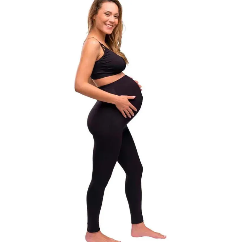 L - Zwangerschapsondersteunende legging - Gerecycled - Zwart