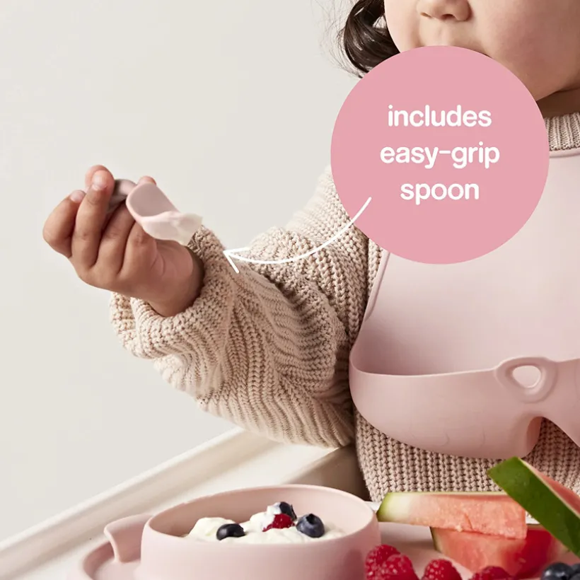 Maaltijdmat Roll & Go bord-kom-lepel Blush