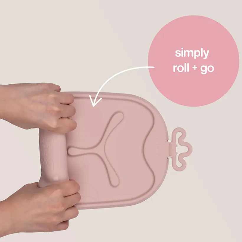 Maaltijdmat Roll & Go bord-kom-lepel Blush